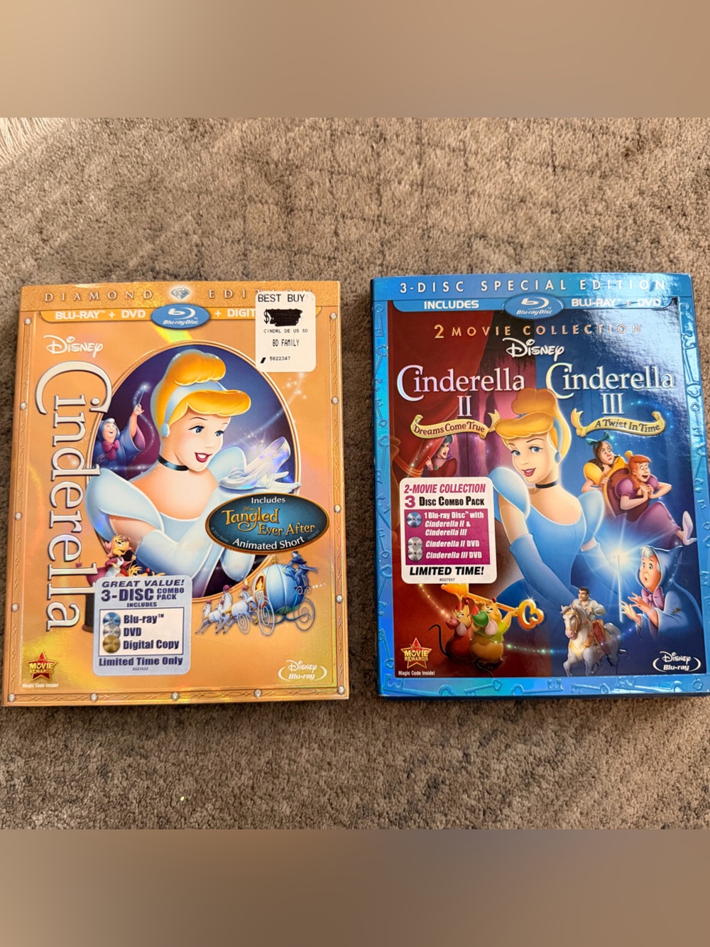 Disney Cinderella 2-Movie Blu-ray/DVD Set - Diamond Edition - NEW